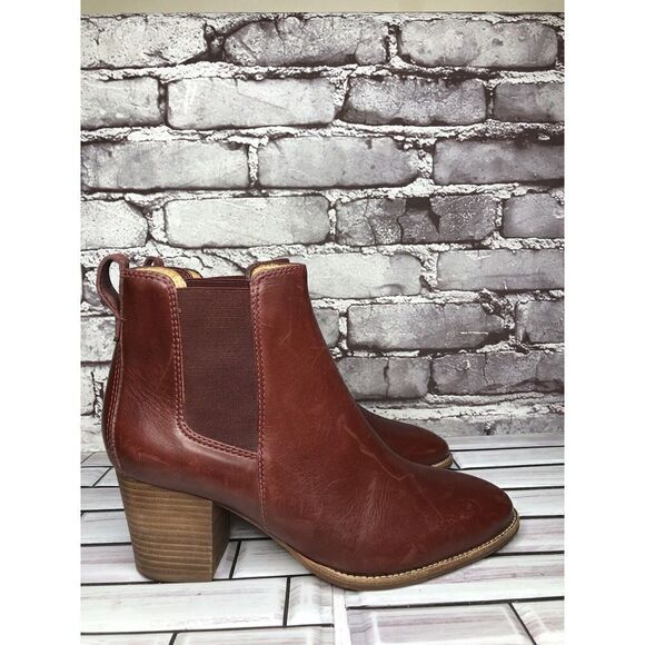 Madewell The Regan Cabernet Leather Chelsea Ankle Boots Women 8.5M US/39 #J8307 - Picture 3 of 16